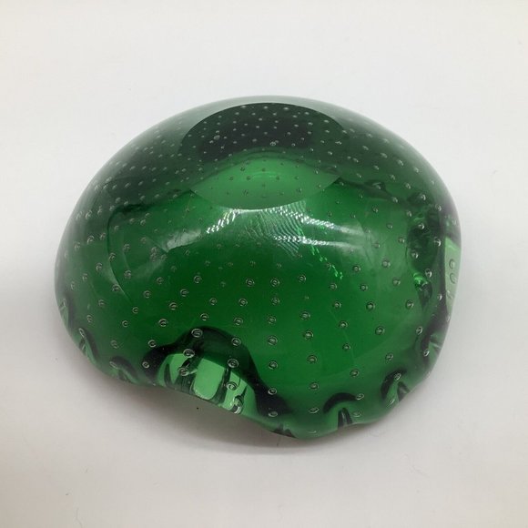 Murano MCM Handblown Bullicante Emerald Green Glass Ashtray/Bowl - Picture 11 of 12